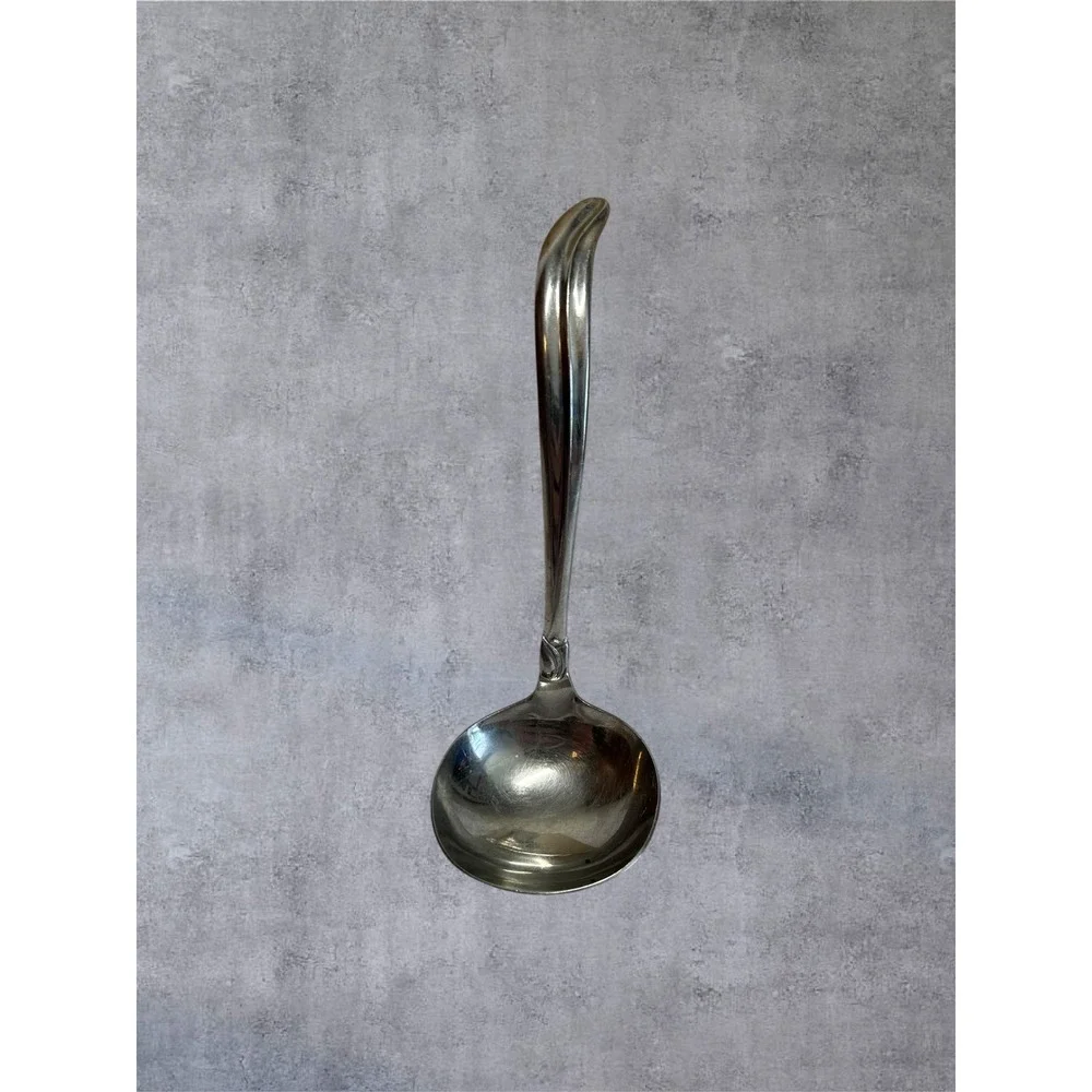Gravy Ladle 6.5in Stainless Flatware Japan Curved Handle Flower Leaf